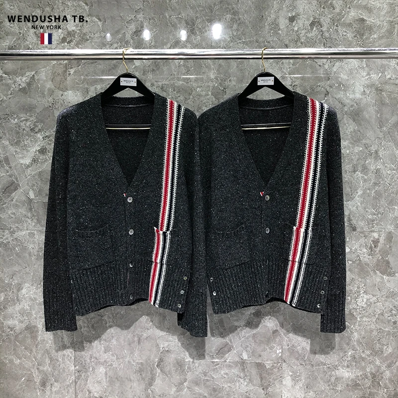

TB Sweater Sheep Sweater for Men and Women Lovers Casual Solid Color Sweater Sesame Dot Left Red White Blue Cardigan