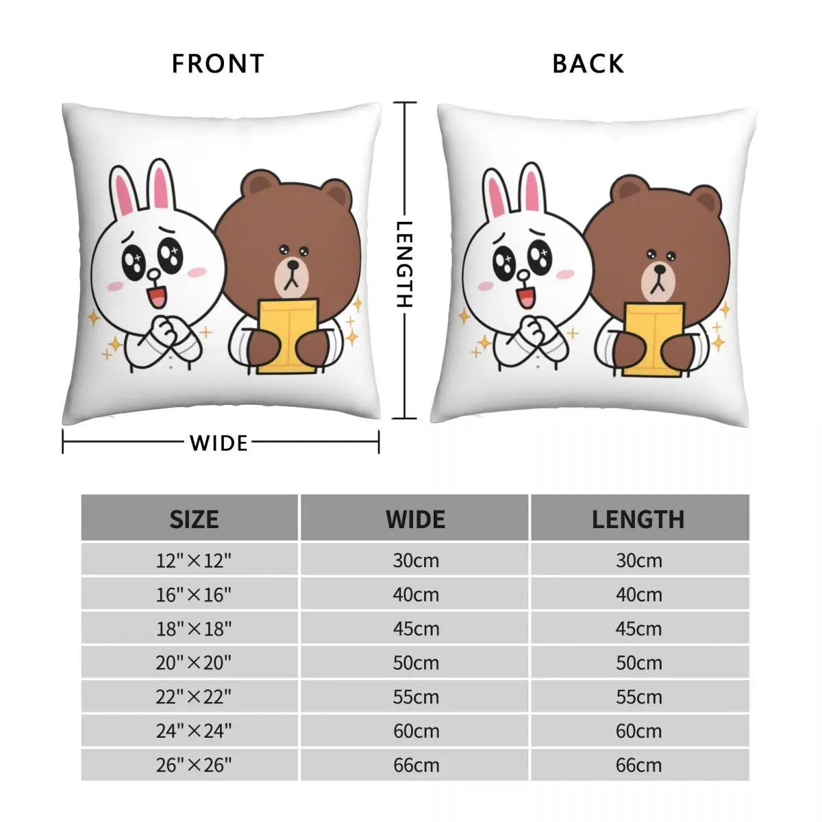 Brown And Friends Workplace (Brown Bear Cony Bunny) Pillowcase Pillow Case Cushion Cover Home Sofa Decorative Throw |