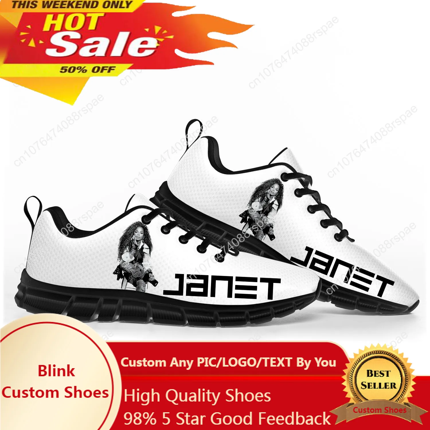 

Спортивная обувь Janet Jackson Singer Pop, мужские, женские, подростковые, детские кроссовки, повседневные, под заказ, высококачественная черная обувь для пар