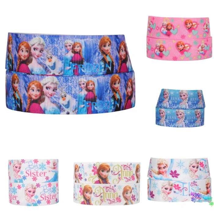 

10Yards 22mm Disney Grosgrain Ribbons Frozen Cartoon Elsa Anna DIY Decoration Gifts Packing Bows Craft Sewing Boutiques