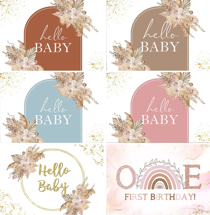 

Blue Boy Baby Shower Background Pampas Grass Background for Baby Shower Theme Decorations Hello Baby Floral Boho Party Supplies