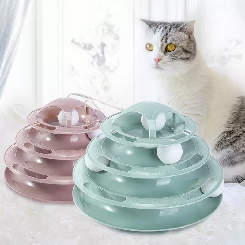 

3/4 Levels Cats Toy Tower Tracks Cat Toys Interactive Cat Intelligence Training Amusement Plate Tower Pet Products Cat Tunnel