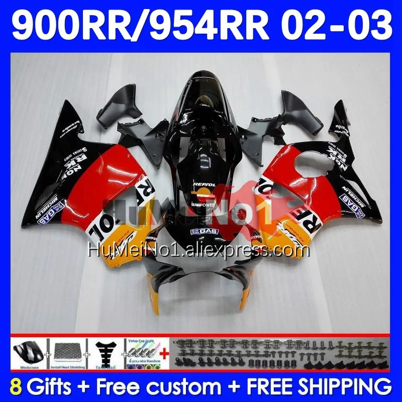 

Корпус для HONDA CBR900RR CBR 900 954 RR CBR900 CC CBR954 RR 45No.1 CBR 954RR 900RR CBR954RR 2002 2003 02 03 обтекатель Repsol оранжевый
