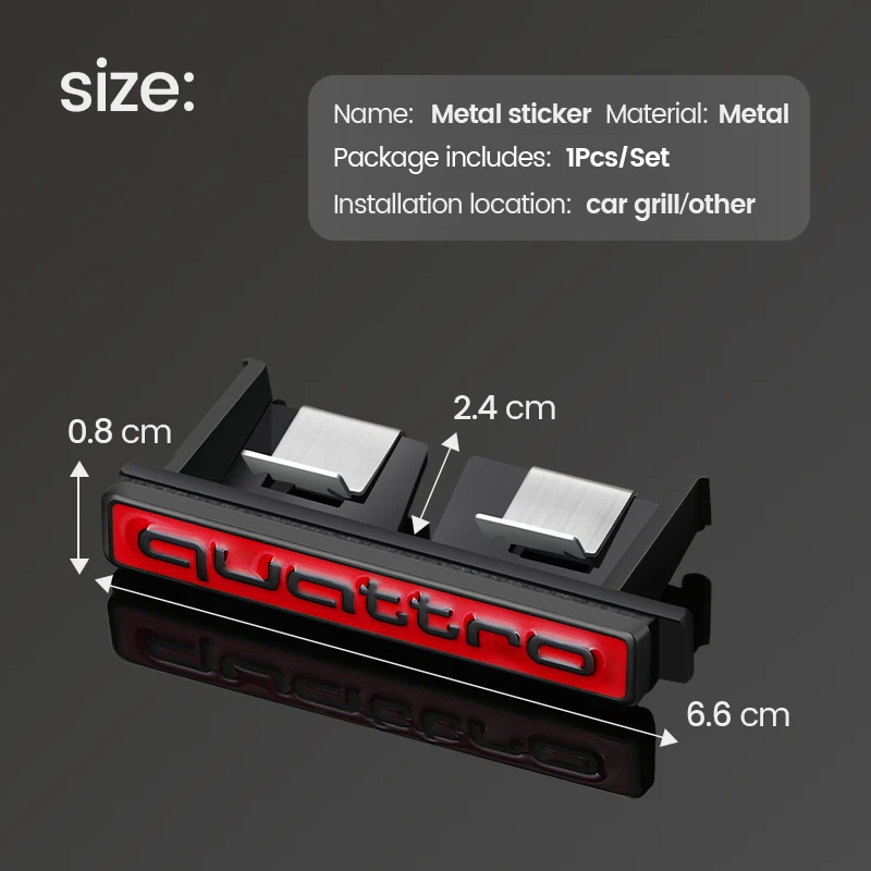 3D ABS хромированный Логотип Эмблема Quattro автомобильный значок на переднюю решетку