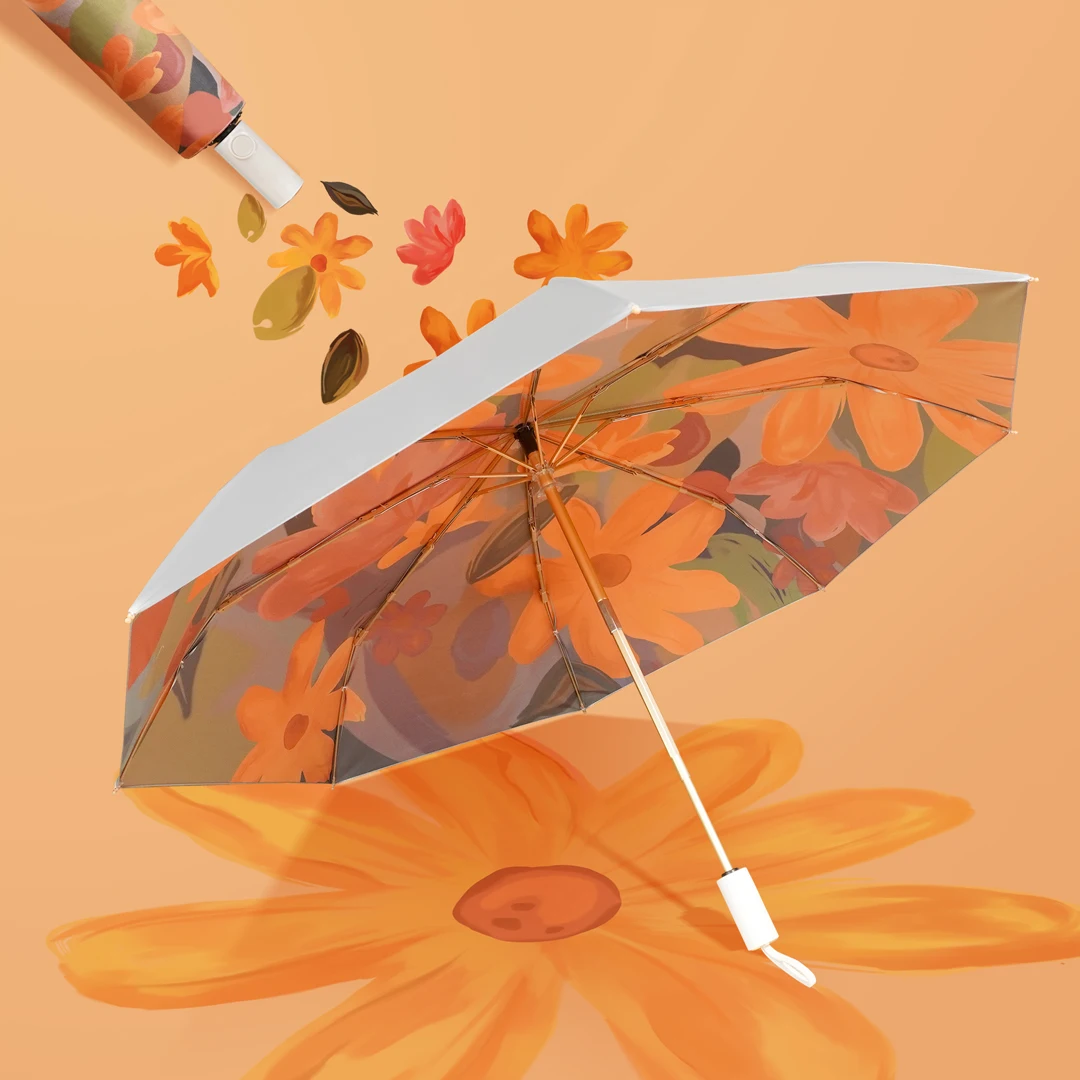 

Automatic shrinkage full-automatic umbrella female sun and rain dual-purpose sunscreen sunshade UV proof female summer retro fol