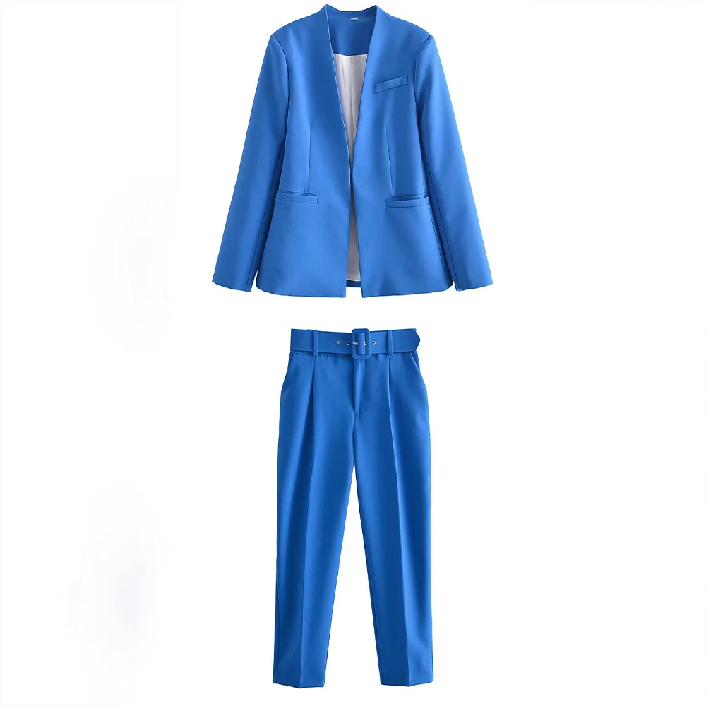 

URMASZA2022 women's spring and summer new European and American fashion open pockets with long sleeves suits for women