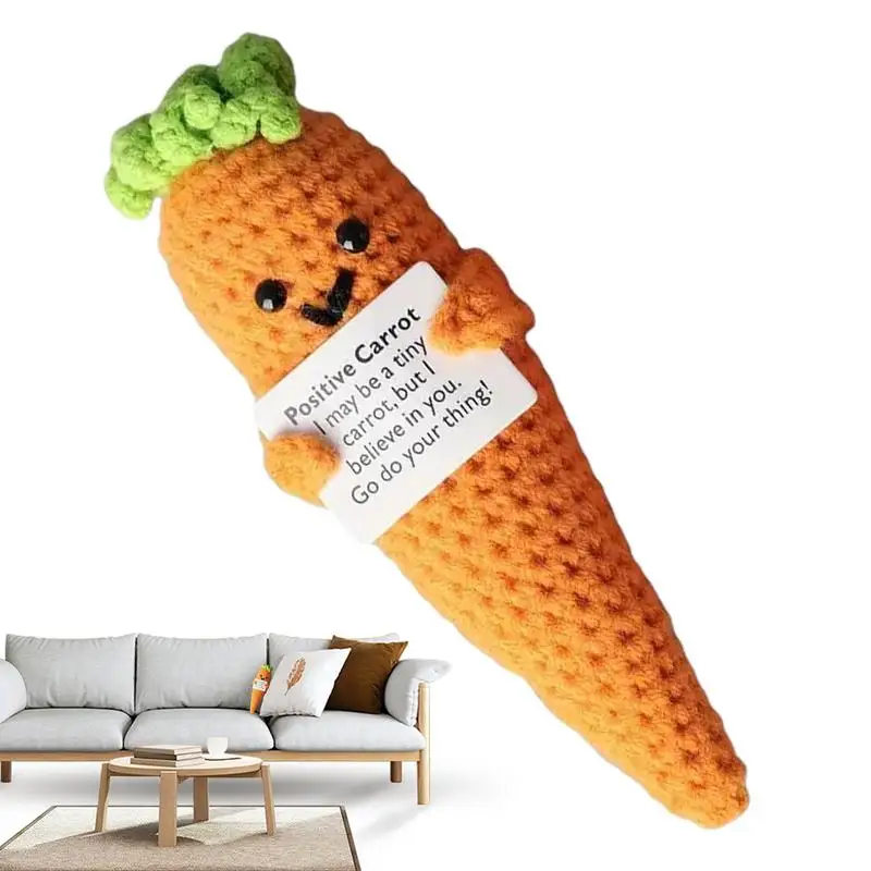Позитивная вязаная кукла моркови с положительной картой 16 см/6 3 дюйма милая