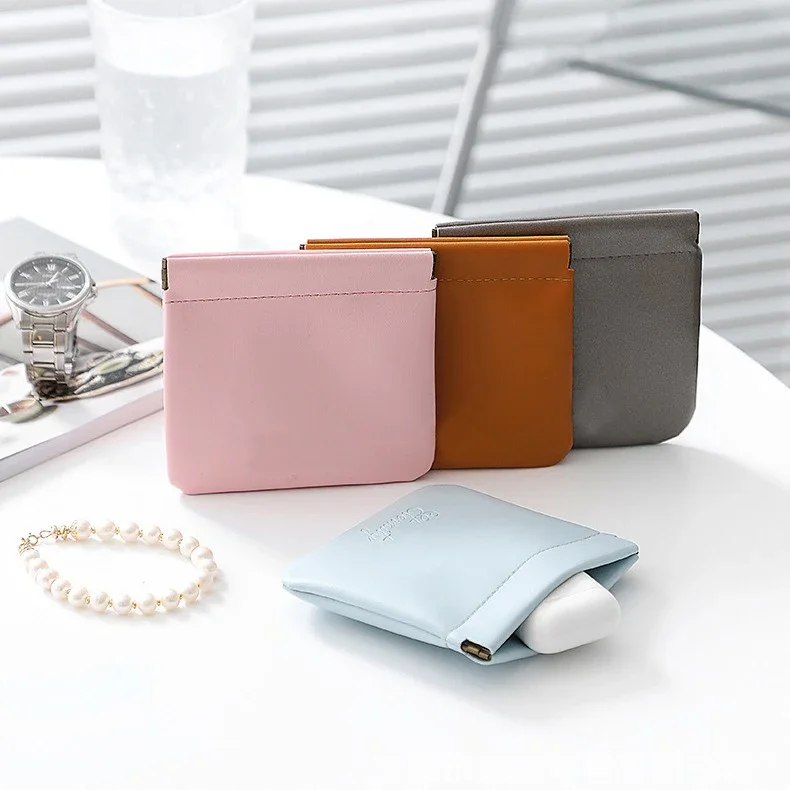 

Портативная мини-сумка для гарнитуры из искусственной кожи, модный Гальванизированный Железный эластичный Косметический Чехол для губной помады, аксессуары для хранения