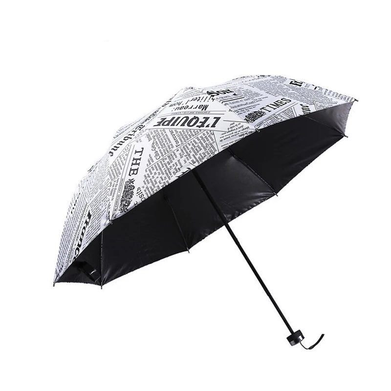 

Men Newspaper Printing Three Folding Umbrellas Woman Princess Dome Parasol Sun Rain Umbrella Flouncing Folding Lotus Leaves