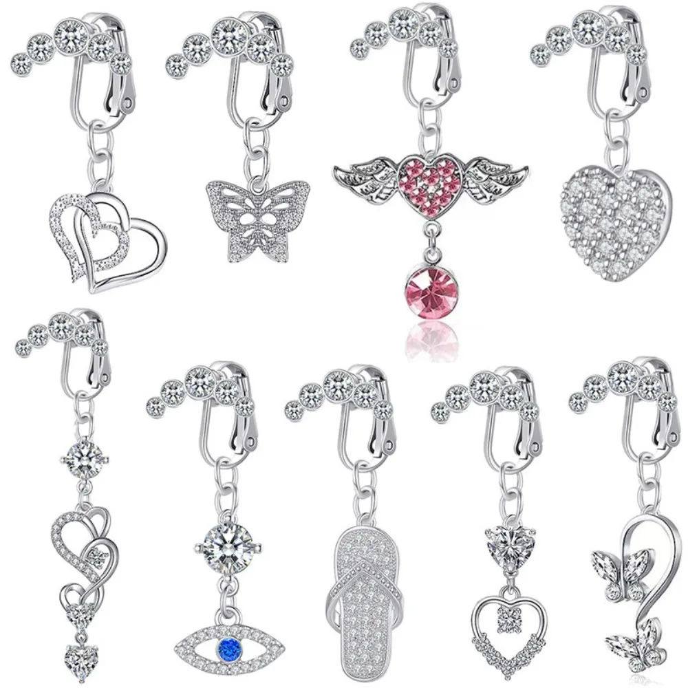 

Faux Fake Belly Rings New Hoop Anti-allergy Fake Piercing Navel Ring Clip on Umbilical Cartilage Belly Button Ring Body Jewelry