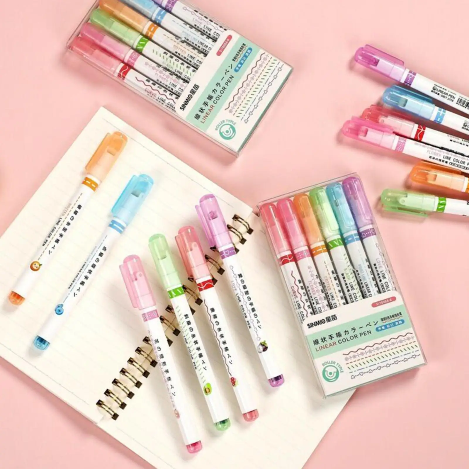 

Gel Pen 6pcs/Corner Cute Dual Color Line Art Marker Marker Highlighter Student Pen Marking Comic Student DIY Diary Stationery