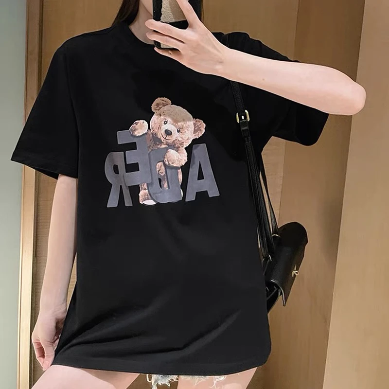 

2022 New ADER ERROR Printed Bear T-shirt Loose Round Neck T-shirt Korean Best Quality Women Men Fashion Casual T-shirt