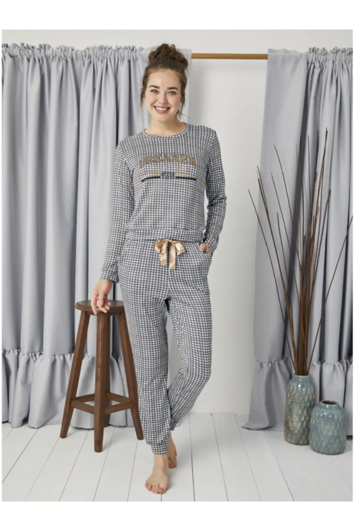 

Women's Pajamas Sleep Lounge Pajamas Elastic Waist Nightwear Retro Sleepwear Night Suit Casual Home Clothing