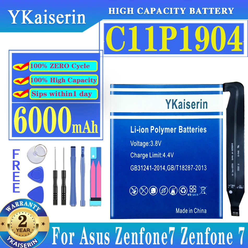 

YKaiserin C11P1904 6000mAh High Capacity Batterij For Asus Zenfone7 Zenfone 7 Replacement Battery Free Tools