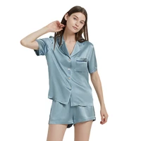 100 silk pajamas for women short sleeved shorts summer cool womens suit sexy sleepwear woman clothes set woman 2 pieces