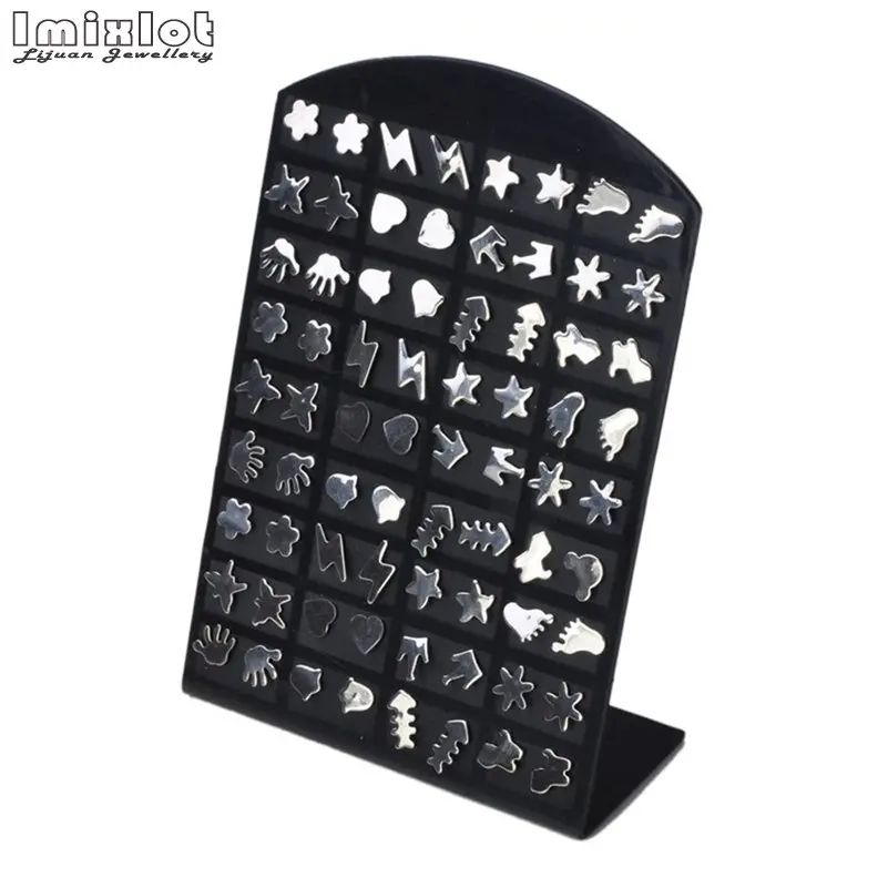 36 пар смешанных серег из нержавеющей стали для женщин и девочек серебряный цвет