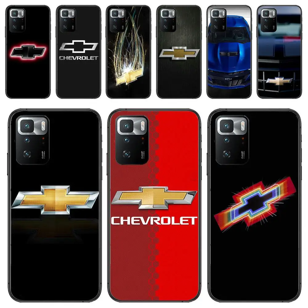 

Brand Car Chevrolet Logo New Black Phone Case For Redmi 9 9A 7A 10 8A 10A 8 Note 11 10S 7 11S Plus POCO X3 Pro Soft Phone Covers