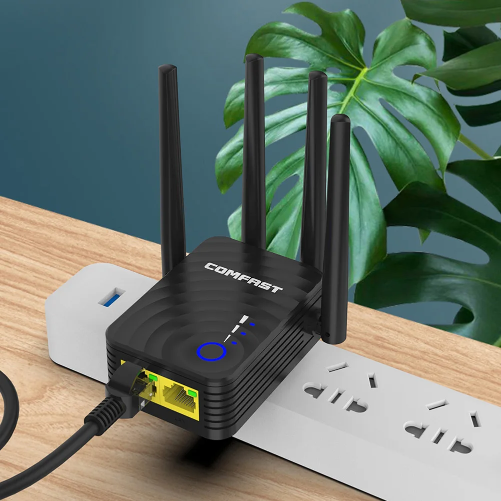 

Усилитель сигнала Wi-Fi, ретранслятор сигнала, роутер, несколько режимов, 4 двухдиапазонных антенны с высоким коэффициентом усиления