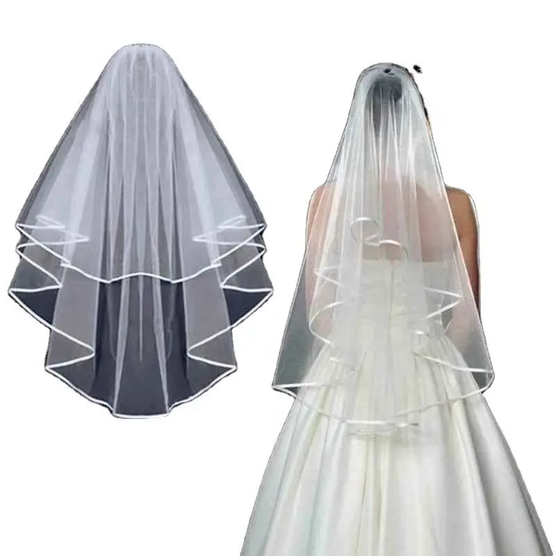 

Short Tulle Wedding Veils Two Layer With Comb White Ivory Bridal Veil for Bride Marriage Accessories 2023