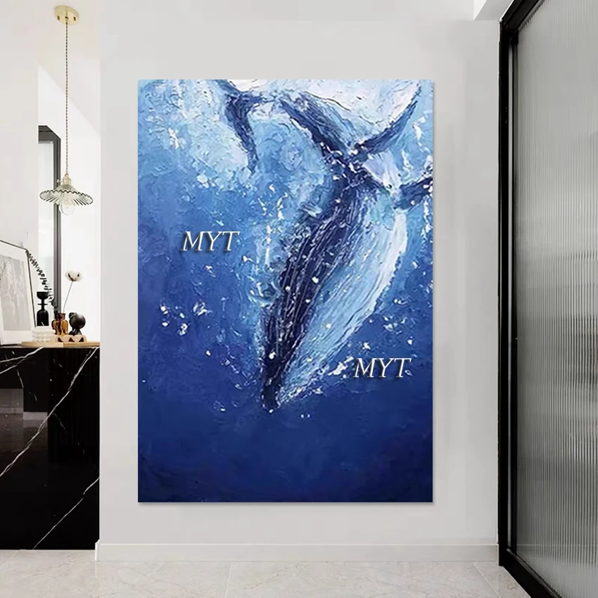 3D животное современное искусство холст картина без рамки киты в глубоком море