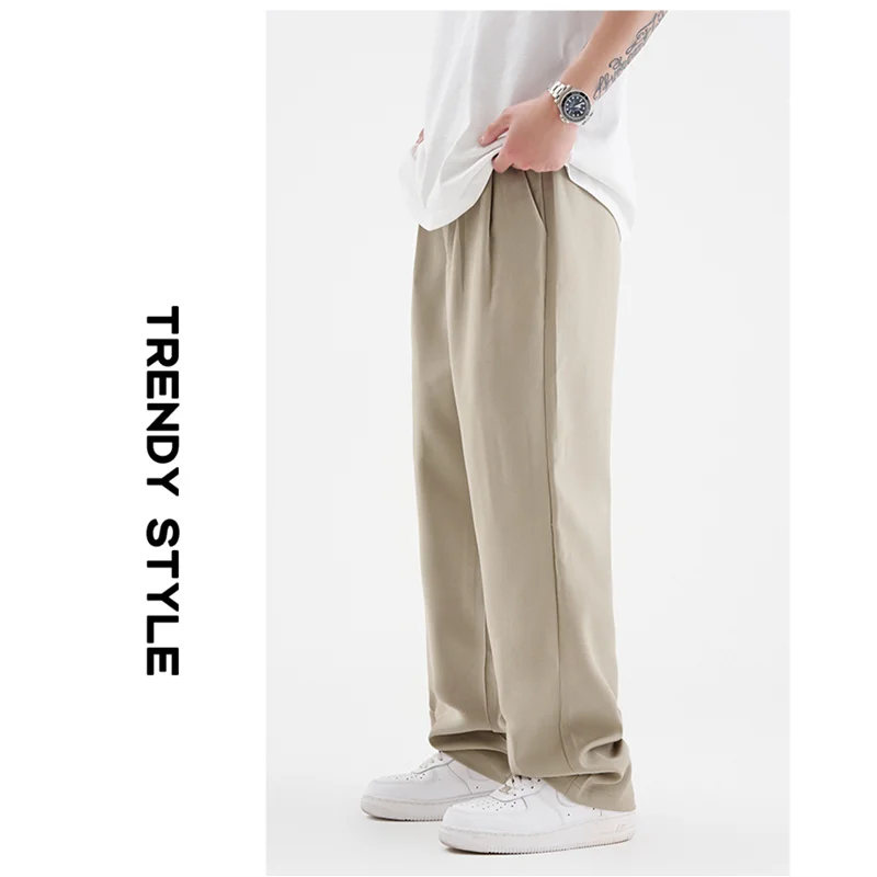 Men's Wear 2022 New Pattern Recreational Yellow Mud Color Pants Straight Cylinder Comfortable Loose Neutral Jeans Autumn Female
