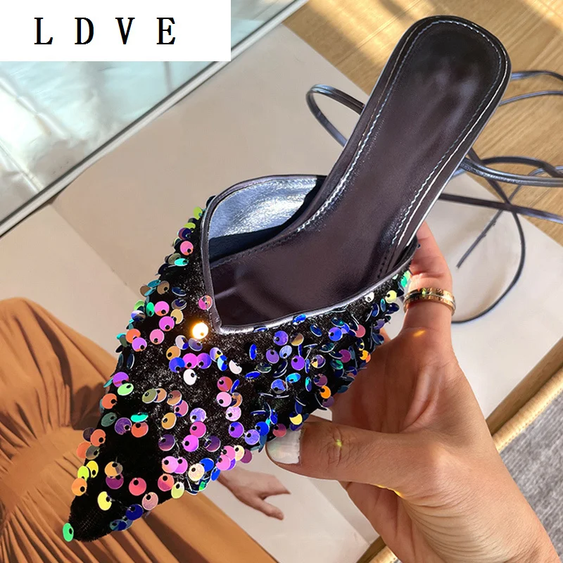 

Босоножки женские на тонком высоком каблуке, модные пикантные сандалии с ремешком на щиколотке, вечерние туфли с перекрестной шнуровкой, ра...