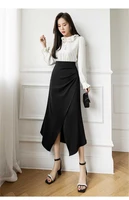 2022 summer new niche design long skirt temperament all match street casual fashion high waist pleated split one step skirt