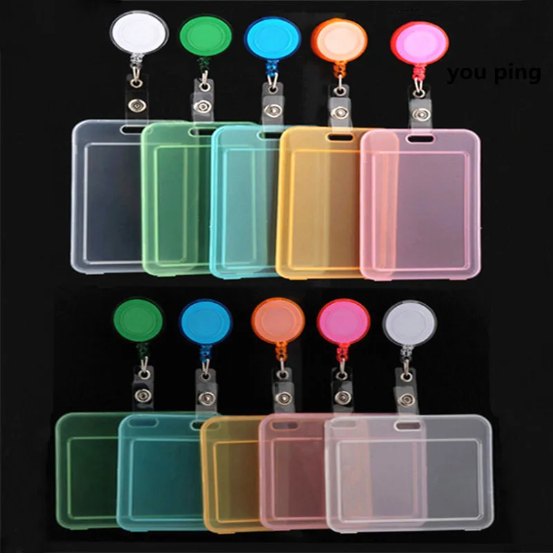 

Id Holder Transparent Card Cover Women Men Student Bus Card Retractable Pull Badge Holder Business Credit Cards Bank ID Card
