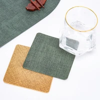 1pc pu leather oil water resistant non slip kitchen placemat coaster insulation pad dish coffee cup table mat home decor
