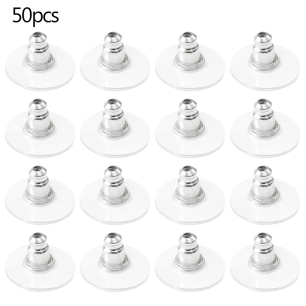 

50pcs Uniuqe Clutch Earring Back Round Safety Stud Protector Protective Cover Tool for Ear