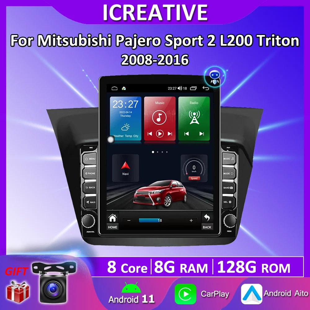

For Mitsubishi Pajero Sport 2 L200 Triton 2008-2016 2 Din 9.7" 4G Android Tesla Screen Car Multimedia Player GPS Navigator