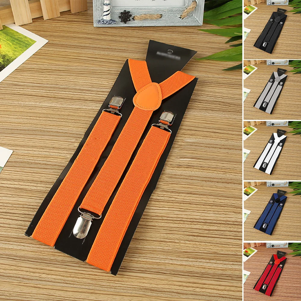 

More Color For Choose New Mens Womens Unisex Clip-on Suspenders Elastic Y-Shape Adjustable Braces With 3 Clips New