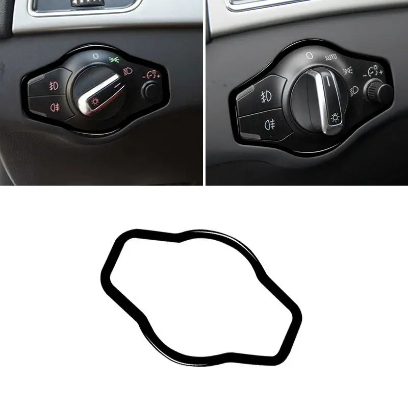 Фото Для Audi A4 B8 2009-2016 A5 2010-2016 Q5 2009-2017 Piano Black Аксессуары для салона автомобиля Кнопка переключения фар Рамка Крышка Накладка №1