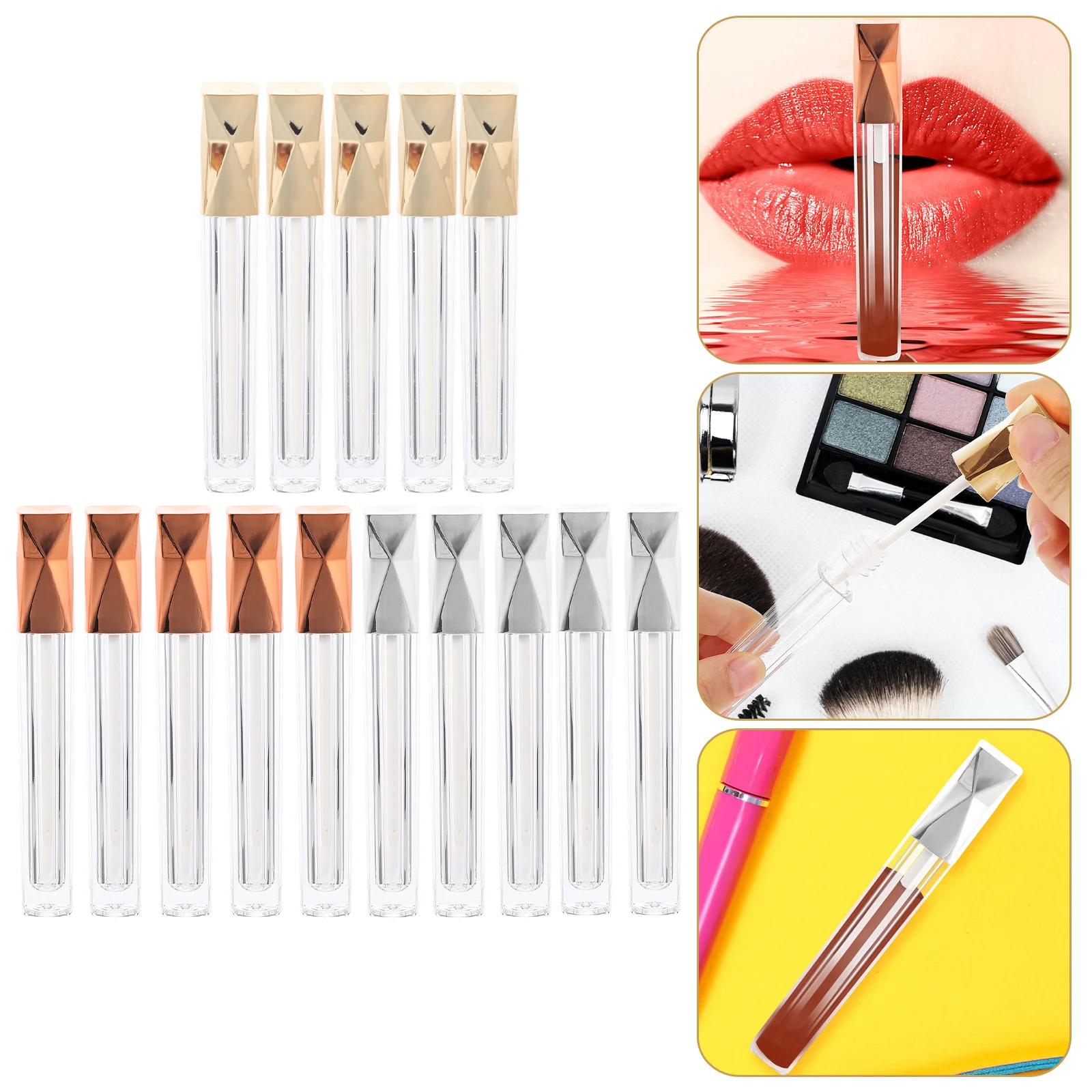 

15 Pcs Lipstick Tube Gloss Lip-glaze Bottles Tubes Gradient Color Balm Repair Face Plastic Refillable Balms