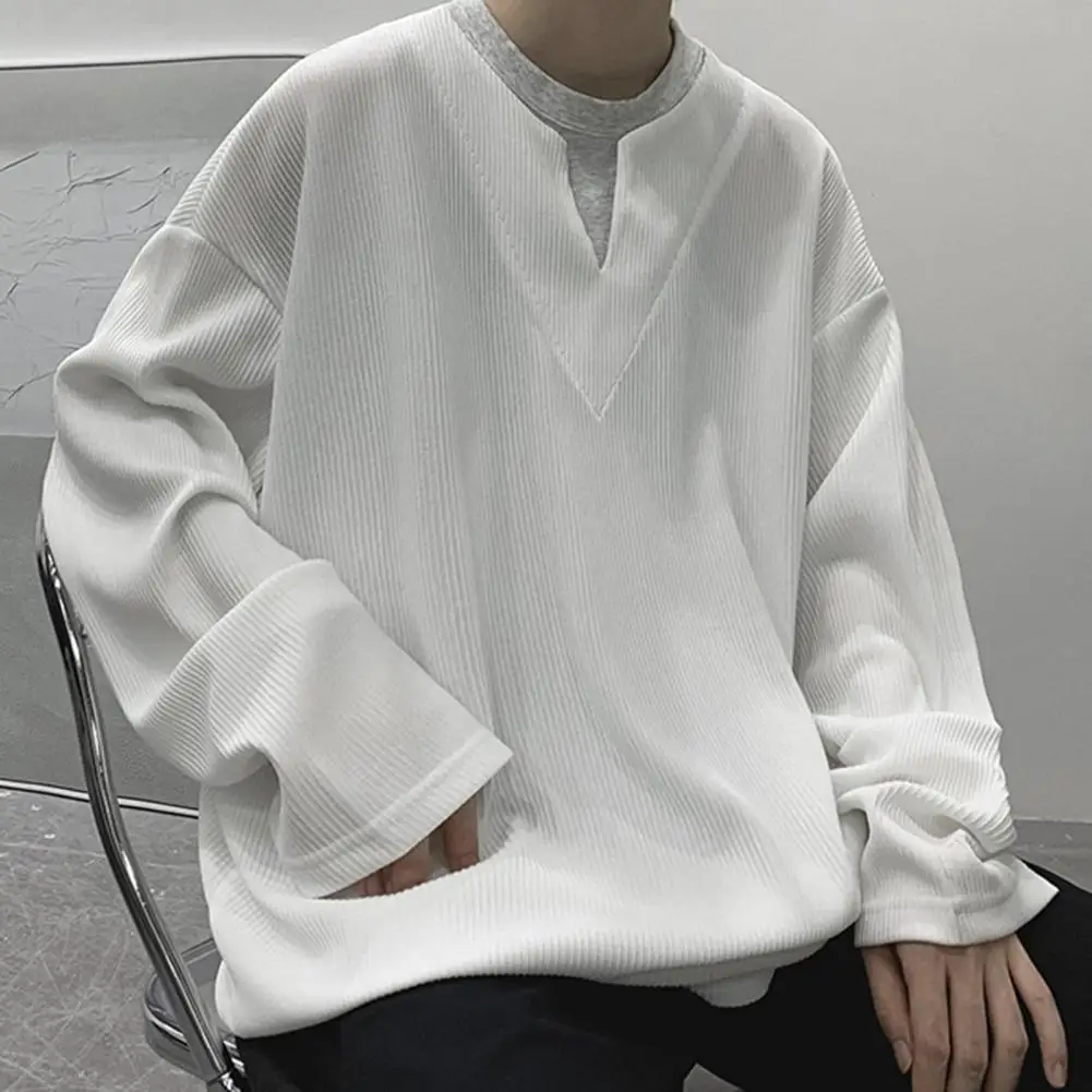 

Loose Fit Men Sweatshirt Stylish Men's Patchwork Sweatshirts Loose Fit Motorcycle-inspired High Street Fashion for Spring Autumn