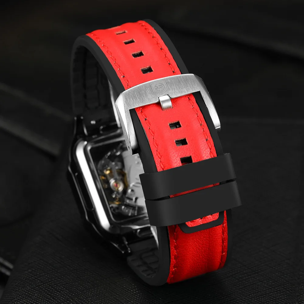 Часы-скелетоны Мужские механические с автоматическим механизмом и силиконовым