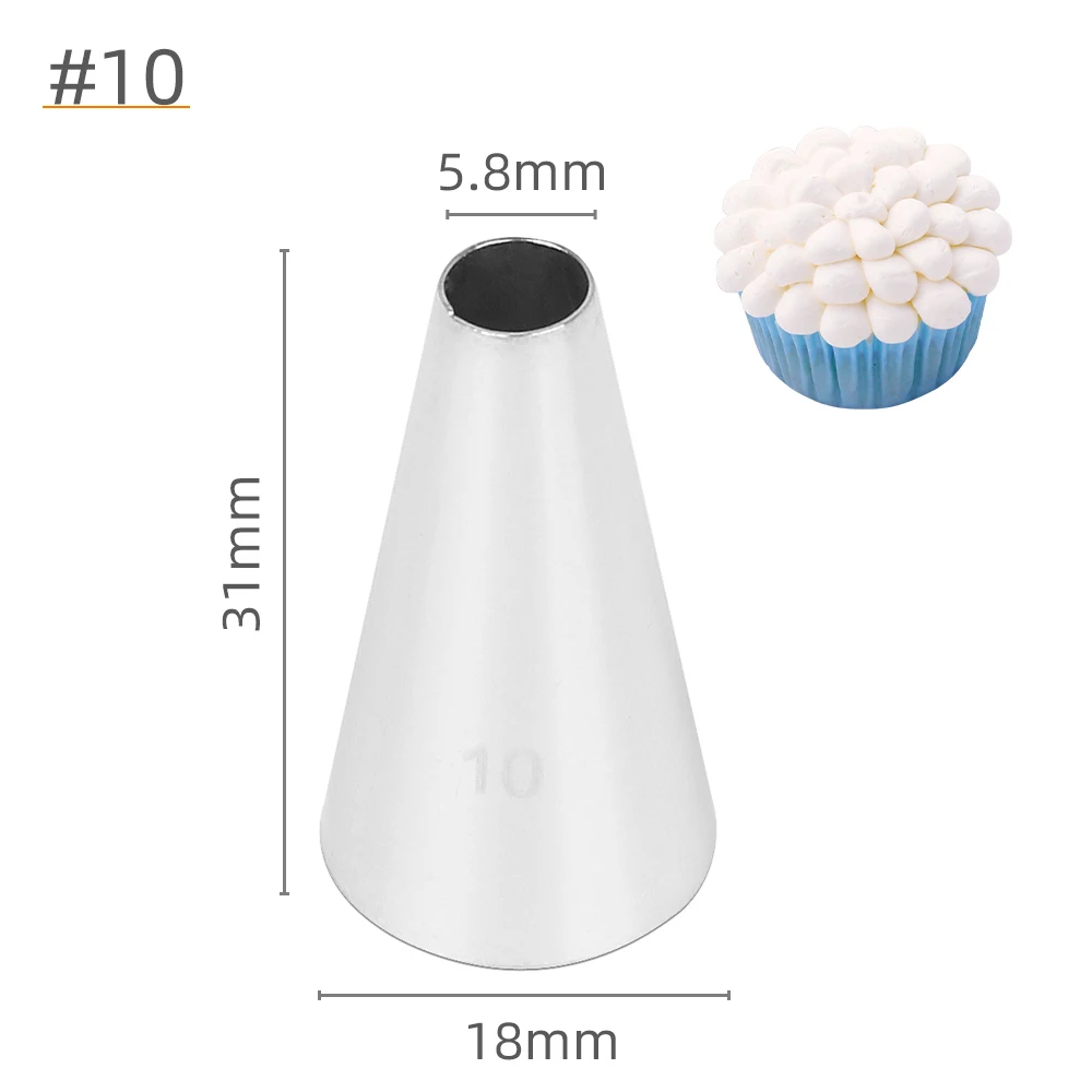 

(30pcs/Lot) Free Shipping MRF Stainless Steel 18/8 Cake Decorating 5.8MM Top Round Pastry Icing Nozzle #10