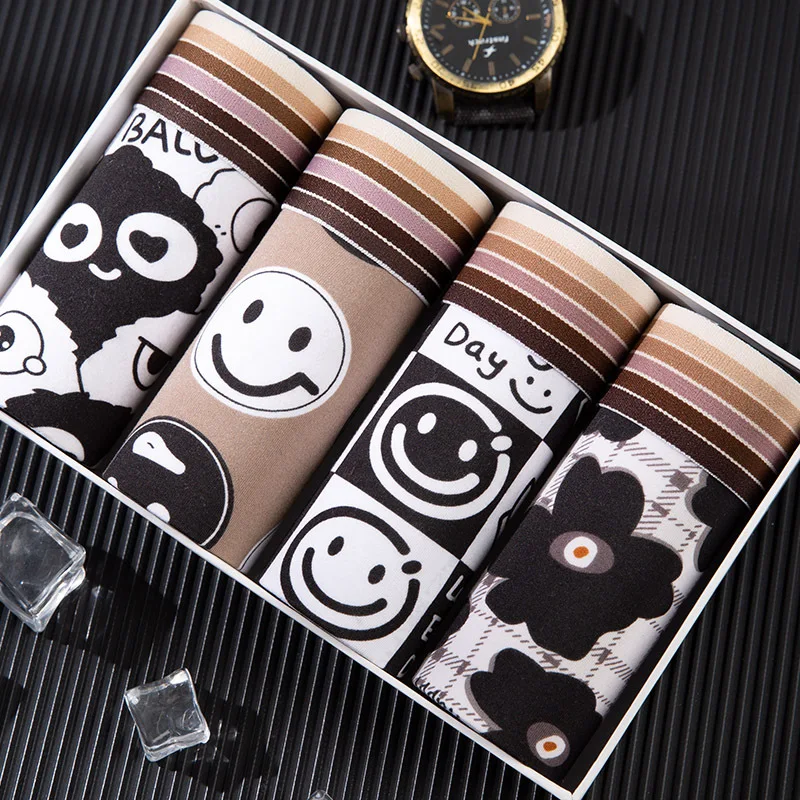 3/4/5PCS LOT Men Underwear Boxer Shorts Panties Solid Shorts Brand Underpants Men Breathable Mid Waist Shorts Men Boxer