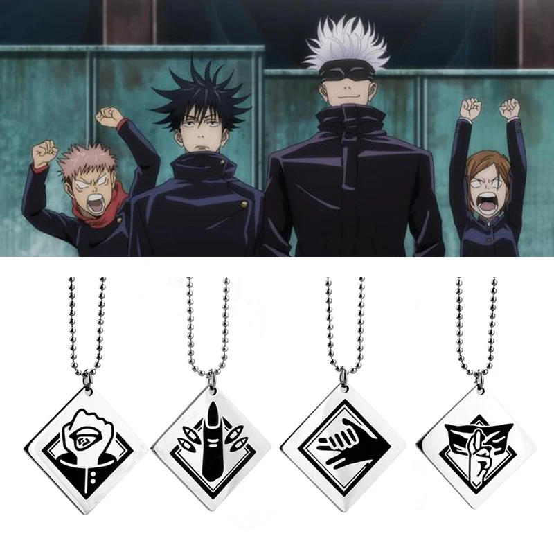 

2022 Fashion Jujutsu Kaisen Necklace Gojo Satoru Ryomen Sukuna Fushiguro Megumi Charm Pendant Necklaces For Friends Birthday