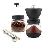 manual coffee grinder set large capacity glass hand grinder washable adjustable thickness household grinder stainless steel