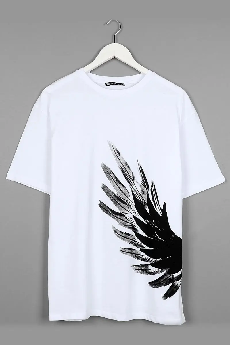 

Wing printed white Oversize Unisex Tshirt