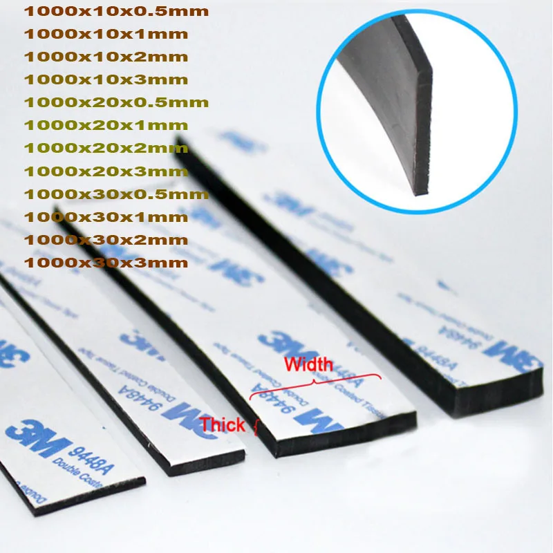 

1Pc Black Silicone Rubber Strip Self Adhesive Seal Gasket Anti-skid Shock Absorption High Temperature Resistant Sealing Strip