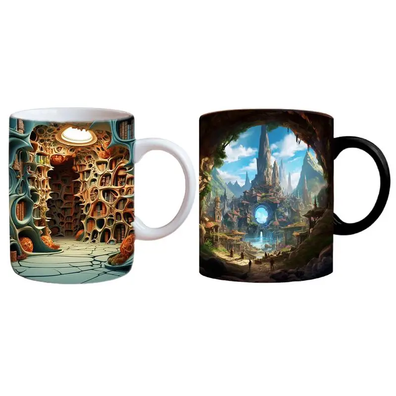 

3D Bookshelf Mug Book Christmas Gift 3D Effect Mug Christmas Bookshelf Bookish Bookworm Mug For Book Lover Drinkware accessories