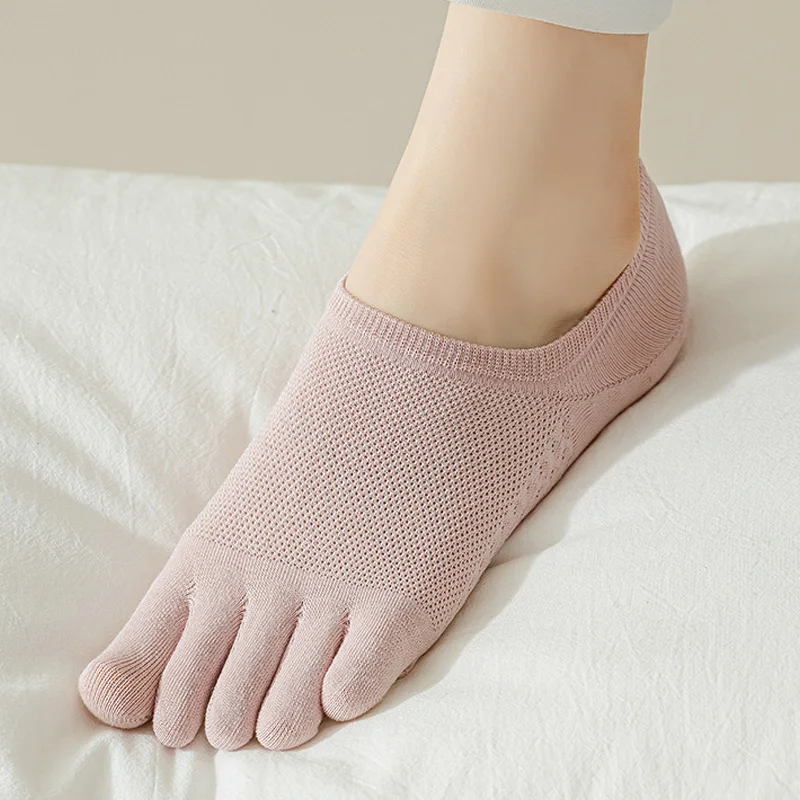 

Summer Invisible Toe Socks Woman Girl Cotton Thin Solid Soft Shallow Mouth Breathable Deodorant No Show 5 Finger Socks