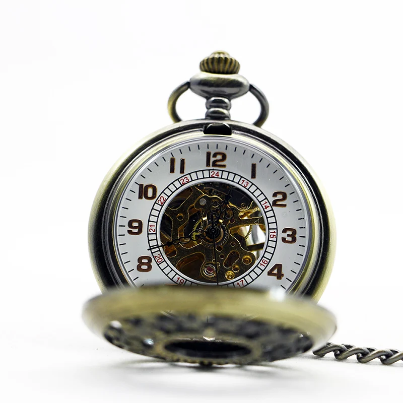 Mechanical Pocket Watch Vintage Carved Frosted Arabic Numeral Display Belt Chain Pendant Clock Men's Ladies Student Gifts
