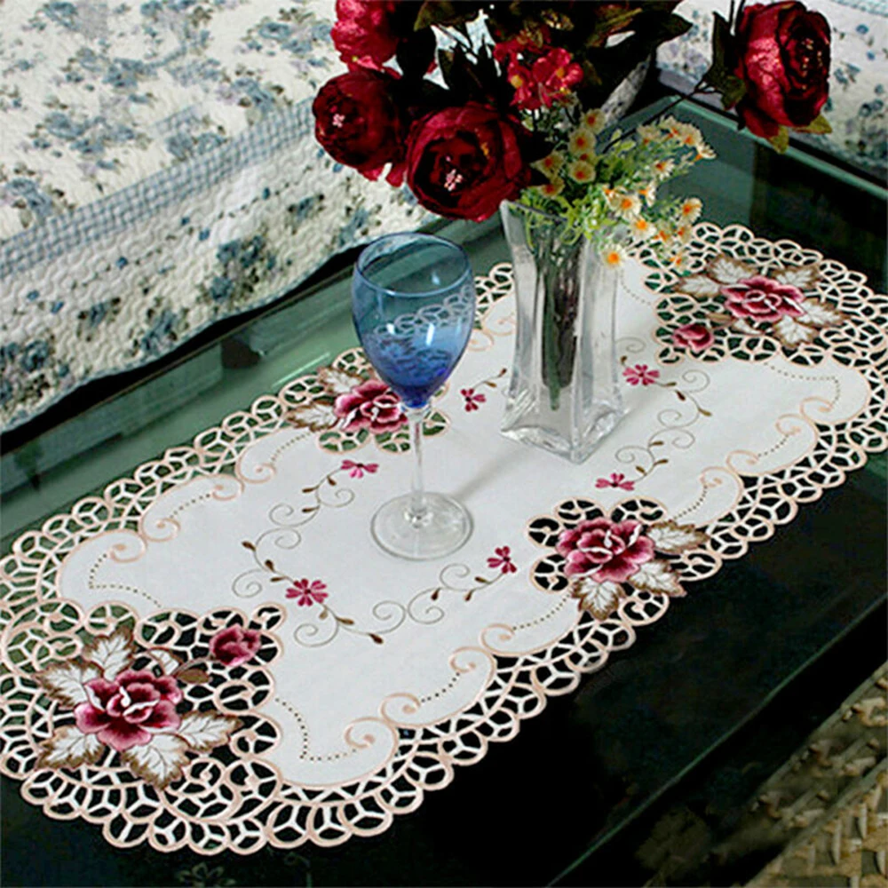 

Durable High quality New Tablecloth Small Table Cover Home Decor Oval Reusable Satin Fabric Table Runners White