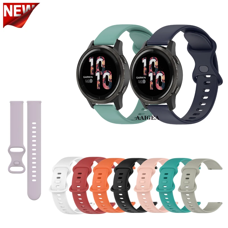 

20mm 22mm Watch Strap Soft Silicone Band for Garmin Active vivoactive 3 4/venu2 45mm for Venu Sq venu2 plus/Vivomove HR Bracelet