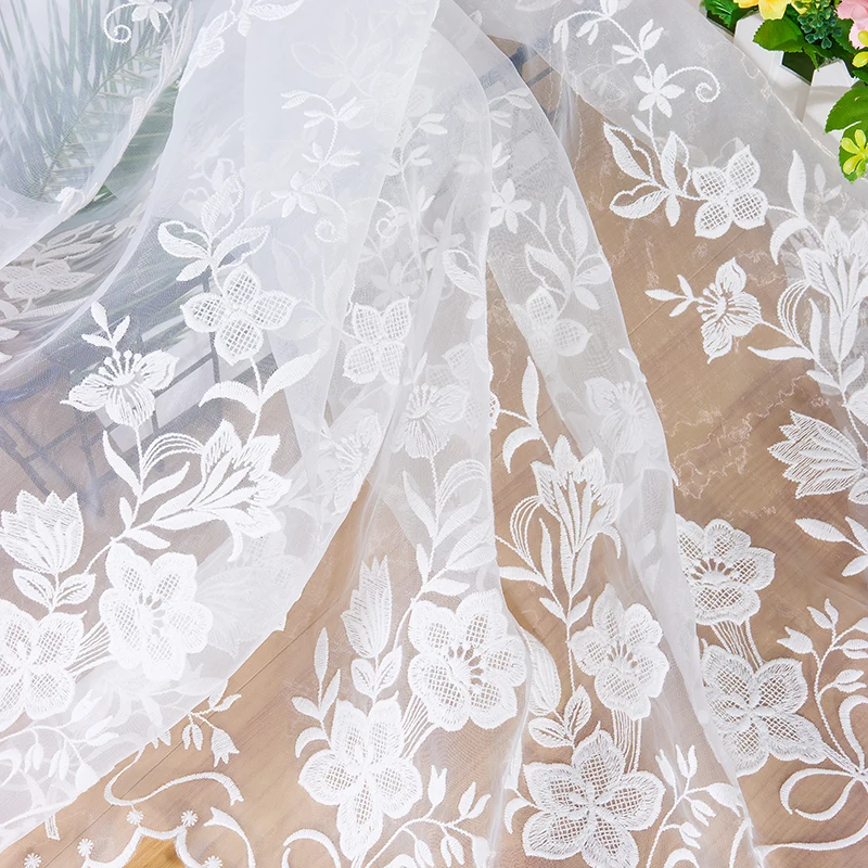 Кружевная ткань из тюля с цветочной вышивкой мягкая сетка отделка бахромой