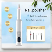 high quality electric nail grinder drill nail polishing with light portable electric manicure art pen tools for gel removing