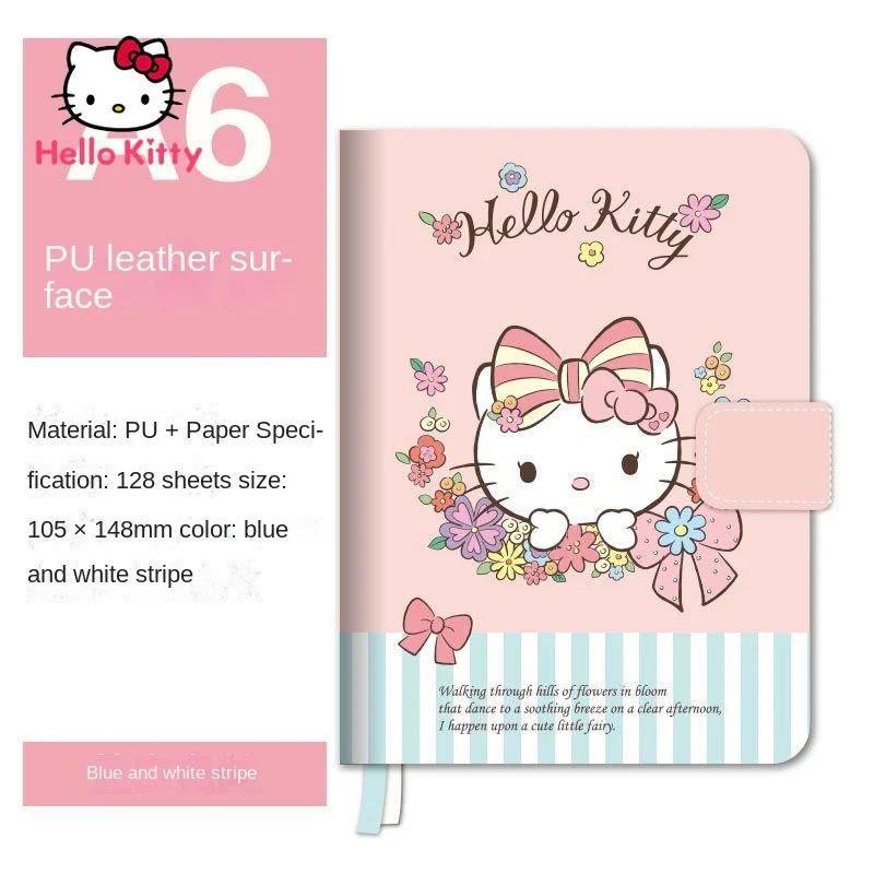 

Цветной блокнот Hello Kitty из искусственной кожи, блокнот, блокнот для студентов, милый мультяшный дневник, канцелярские принадлежности, подарк...
